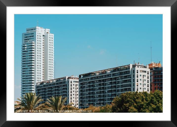 Valencia City Skyline Buildings In Summer Framed Mounted Print by Radu Bercan