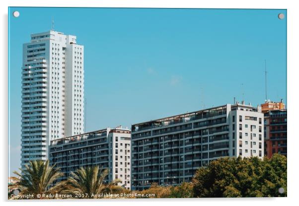 Valencia City Skyline Buildings In Summer Acrylic by Radu Bercan