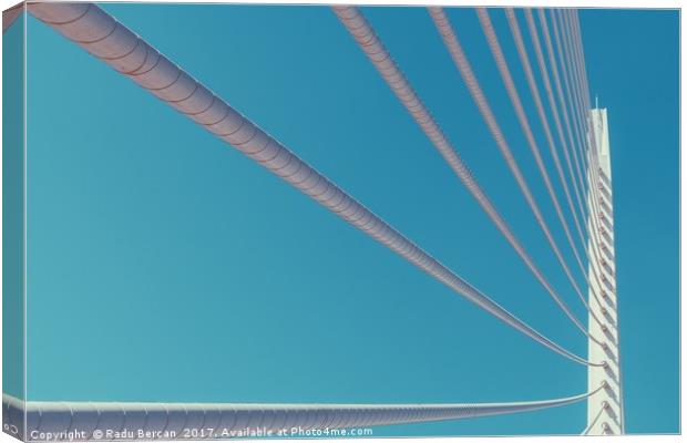 White Abstract Bridge Structure On Sky Canvas Print by Radu Bercan