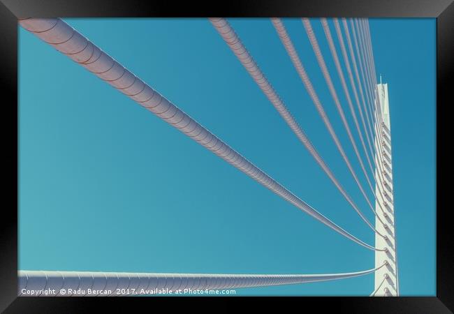 White Abstract Bridge Structure On Sky Framed Print by Radu Bercan