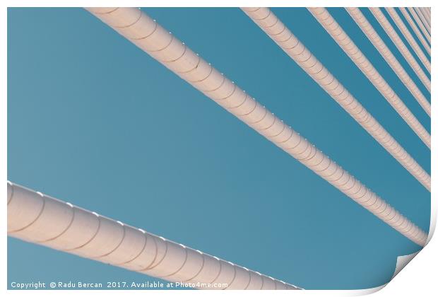 Steel Bridge Cables On Blue Sky Print by Radu Bercan