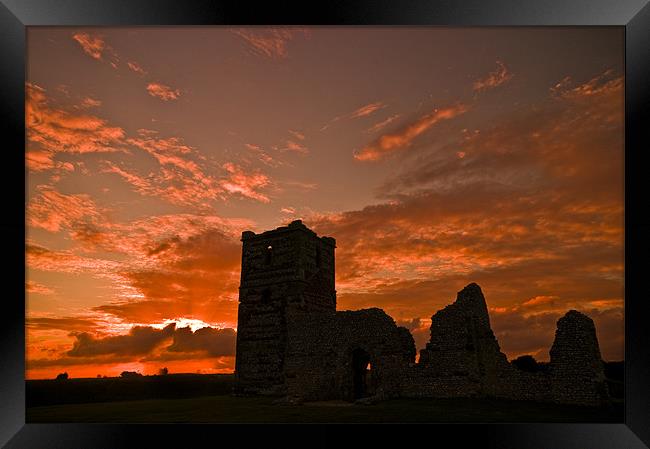 Knowlton Church, Dorset almost Silouetted Framed Print by Eddie Howland