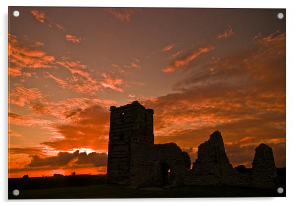 Knowlton Church, Dorset almost Silouetted Acrylic by Eddie Howland