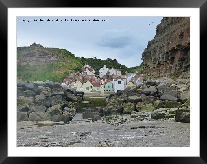 Staithes Fishing Village Framed Mounted Print by Lilian Marshall