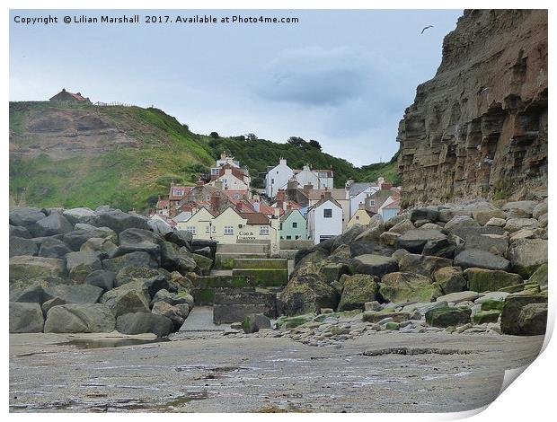 Staithes Fishing Village Print by Lilian Marshall