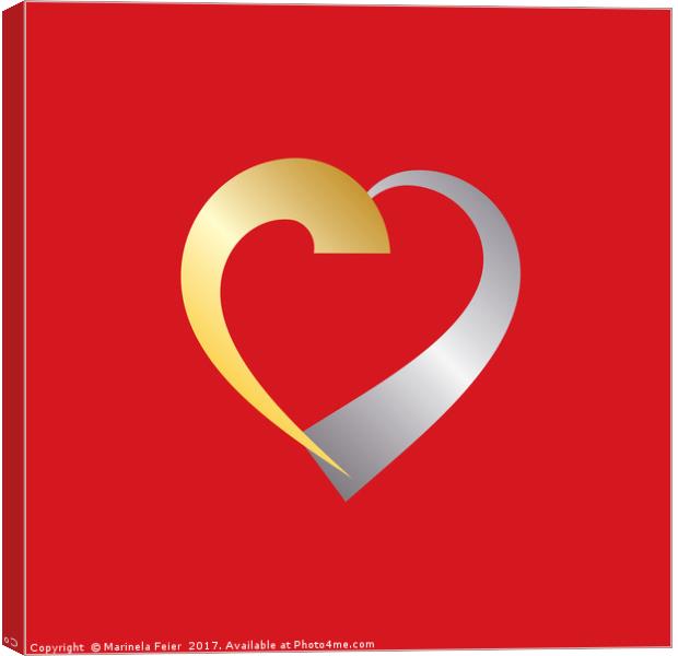 Gold and silver Valentine Heart Canvas Print by Marinela Feier