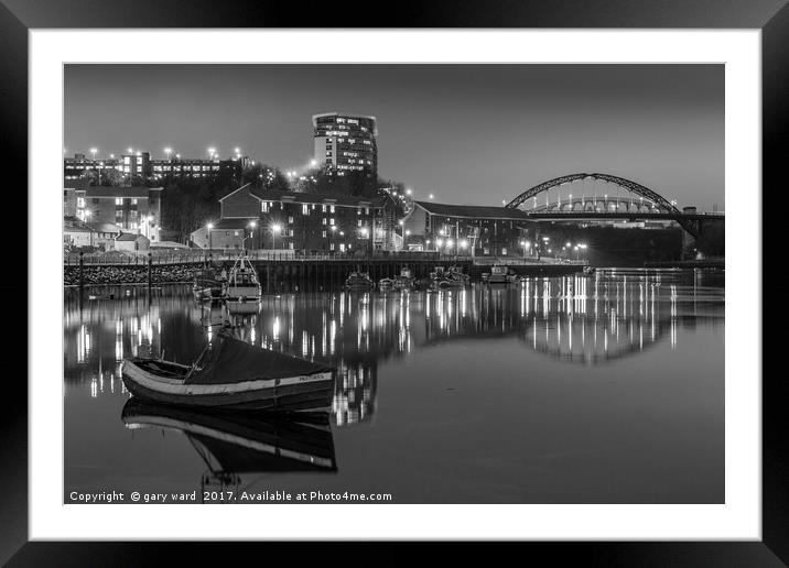 Sunderlands Wearmouth bridge and fish quay Framed Mounted Print by gary ward