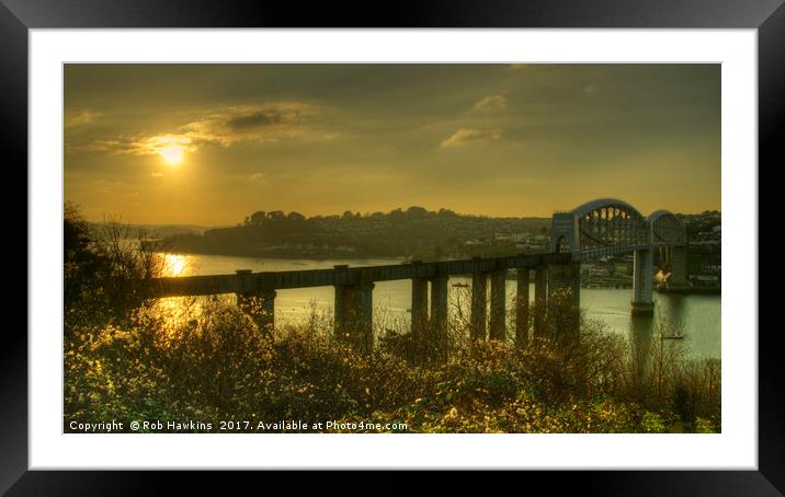 Brunel Bridge Sunset  Framed Mounted Print by Rob Hawkins