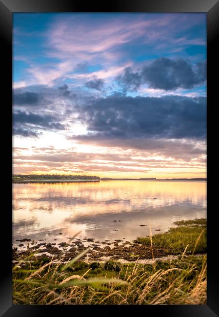 Sun setting at Budle Bay........ Framed Print by Naylor's Photography