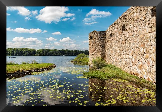Kronobergs Castle Ruin Lakeview Framed Print by Antony McAulay