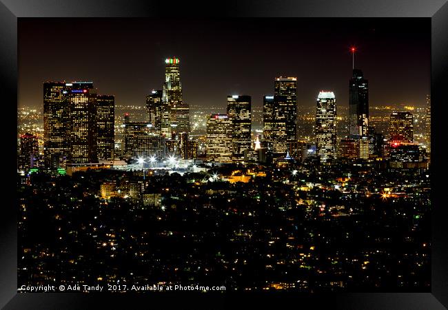 Los Angeles Skyline Framed Print by Ade Tandy