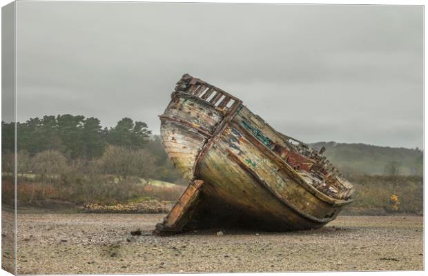 The Old Wreck in Dulas Bay  Canvas Print by Chris Evans