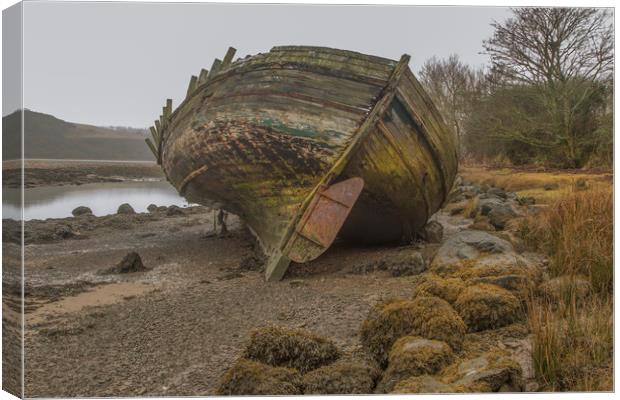 Old Wreck in Dulas Bay  Canvas Print by Chris Evans
