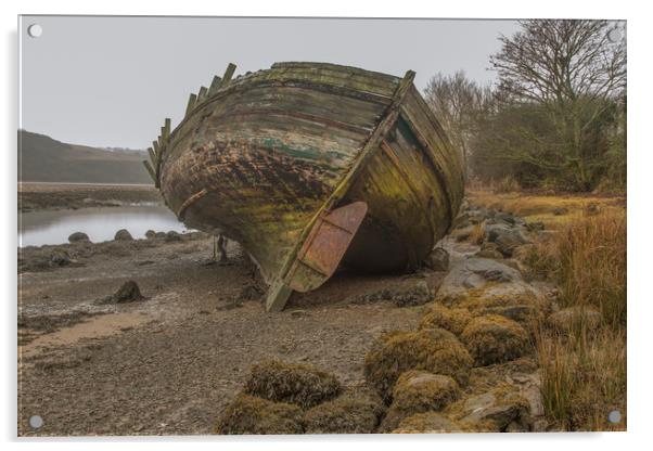 Old Wreck in Dulas Bay  Acrylic by Chris Evans