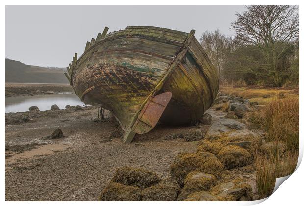 Old Wreck in Dulas Bay  Print by Chris Evans
