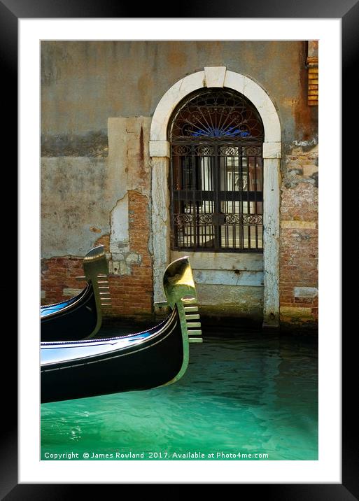 Gondola and arched doorway Framed Mounted Print by James Rowland
