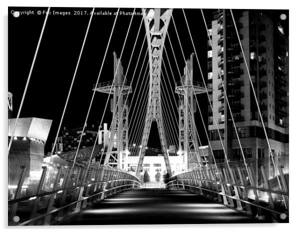 Bridge at manchester media city Acrylic by Derrick Fox Lomax