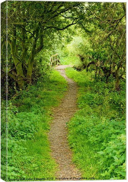 The Path to Willow Bridge Canvas Print by John Edwards