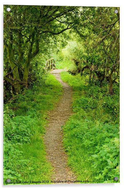 The Path to Willow Bridge Acrylic by John Edwards