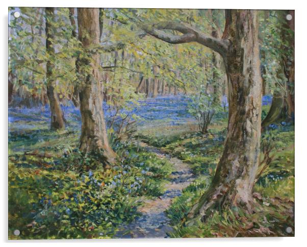 Bluebells at Whitemoss, Oil painting Acrylic by Linda Lyon