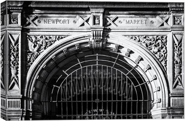 Newport Market Entrance Mono Canvas Print by Steve Purnell