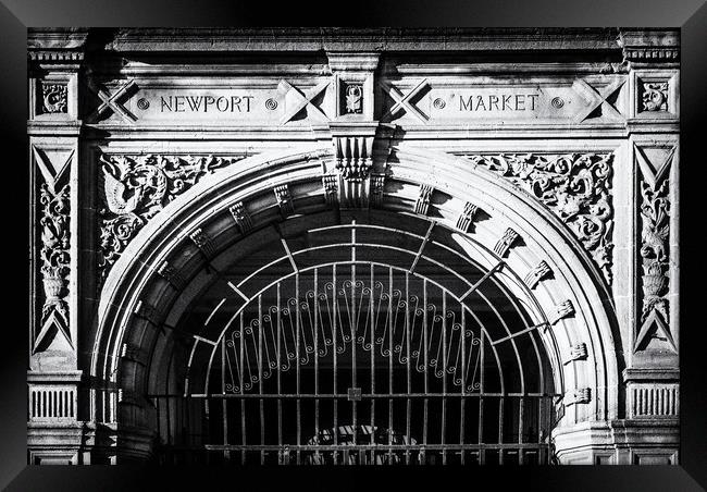 Newport Market Entrance Mono Framed Print by Steve Purnell