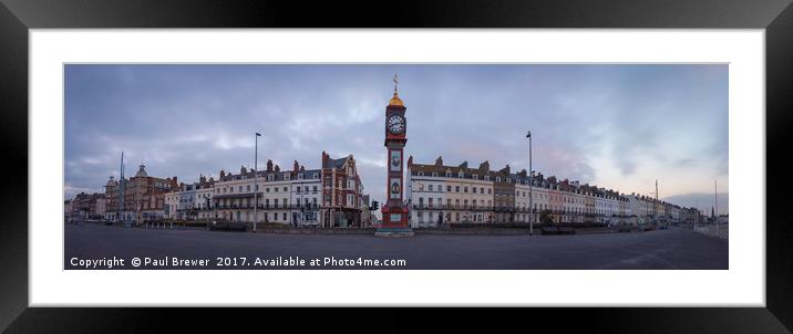 Weymouth Clock Panoramic Framed Mounted Print by Paul Brewer