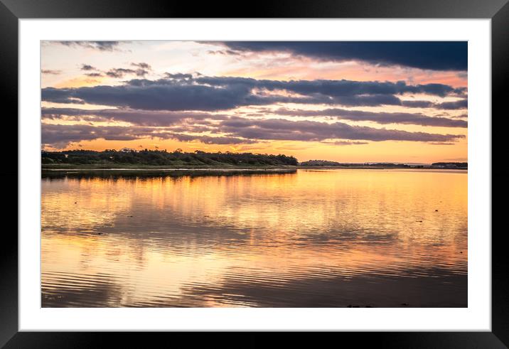 Budle Bay Sunset at high tide  Framed Mounted Print by Naylor's Photography