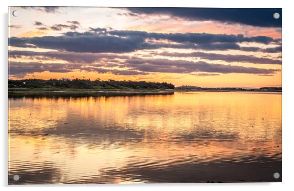 Budle Bay Sunset at high tide  Acrylic by Naylor's Photography