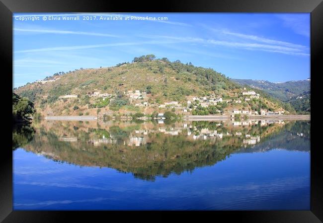 Morning Reflections on River Douro, Portugal Framed Print by Elvia Worrall
