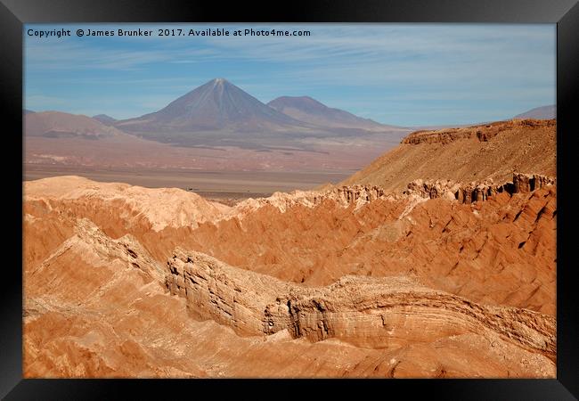 Atacama Desert and Licancabur Volcano Chile Framed Print by James Brunker