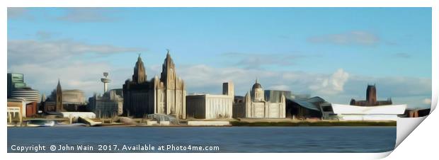 Liverpool Waterfront Skyline (Digital Art) Print by John Wain
