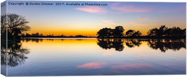 A Wide Perspective of a Sunset Over Hatchet Pond Canvas Print by Gordon Dimmer