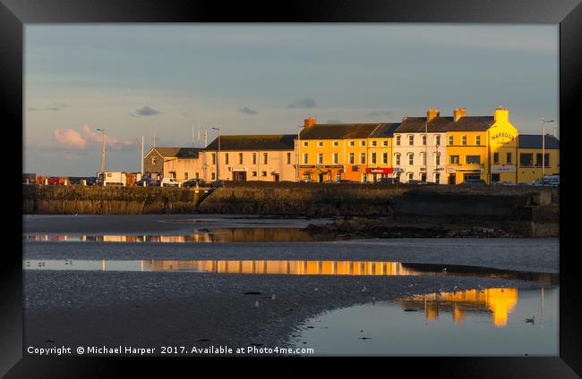 Donaghadee Harbor at sunset Framed Print by Michael Harper