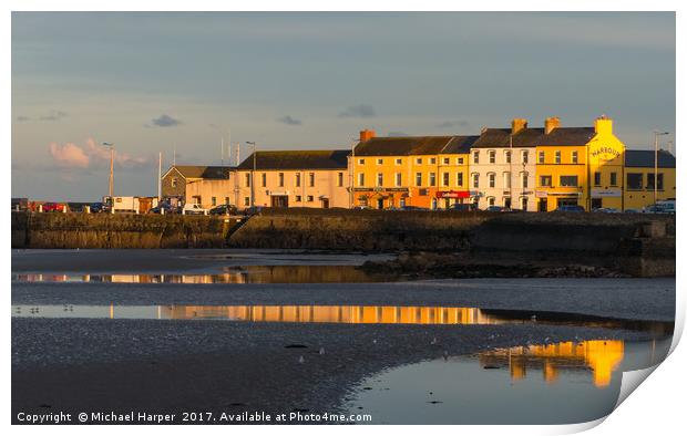 Donaghadee Harbor at sunset Print by Michael Harper