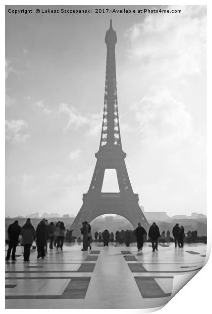 Eiffel Tower view from Trocadero Print by Łukasz Szczepański