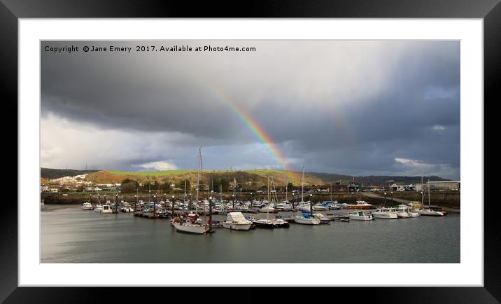 Double Rainbow Over Burry Port  Framed Mounted Print by Jane Emery