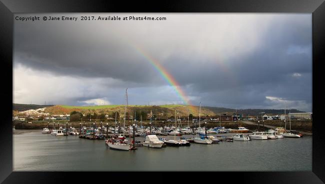 Double Rainbow Over Burry Port  Framed Print by Jane Emery