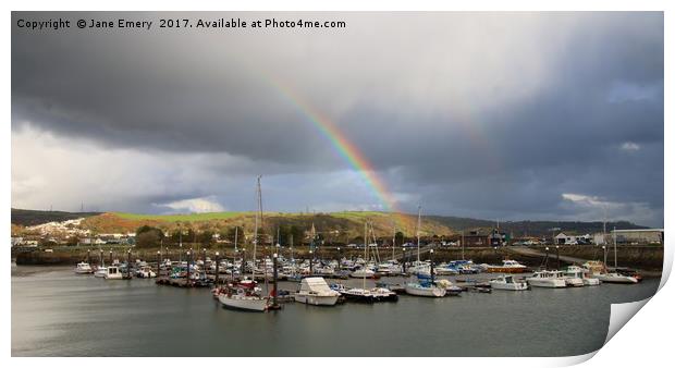 Double Rainbow Over Burry Port  Print by Jane Emery