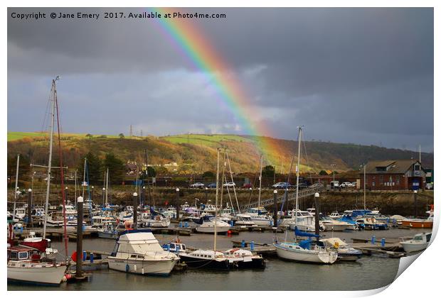 Rainbows over Burry Port Habour Print by Jane Emery