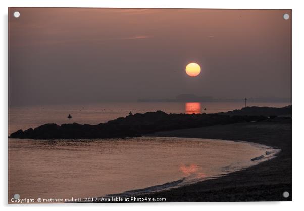 Misty Sunset Over Clacton Pier Acrylic by matthew  mallett