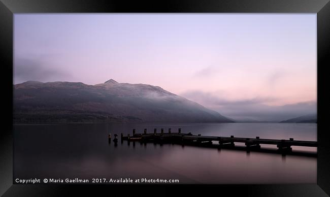 Misty Loch Lomond at Sunset Framed Print by Maria Gaellman