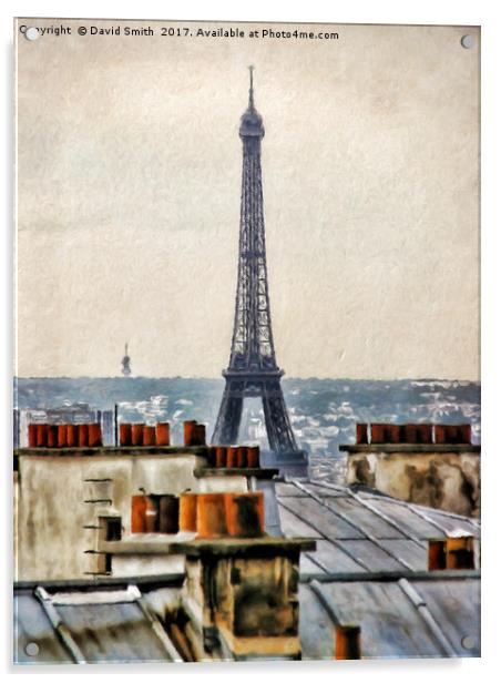 The Roofs Of Paris Acrylic by David Smith