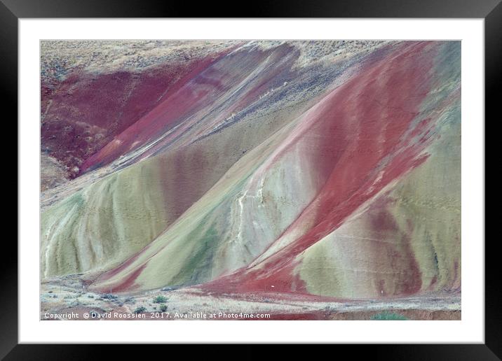Painted Layers, Painted Hills of Oregon, USA Framed Mounted Print by David Roossien