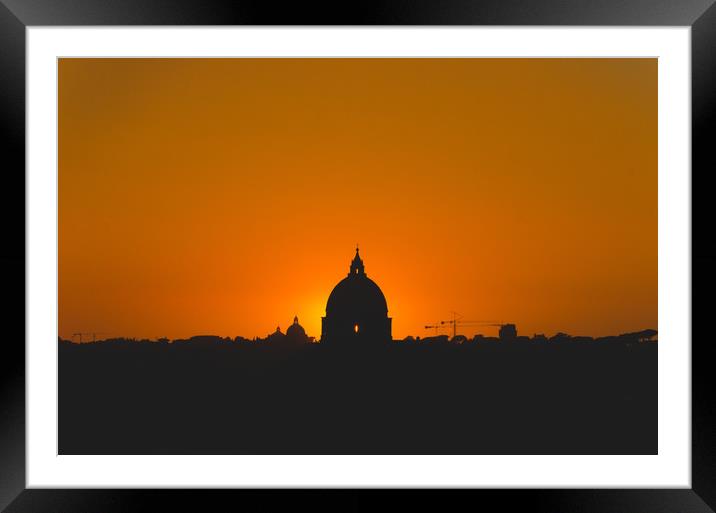 St Peters Basilica, Rome, Italy at Sunset.  Framed Mounted Print by Marcus Revill