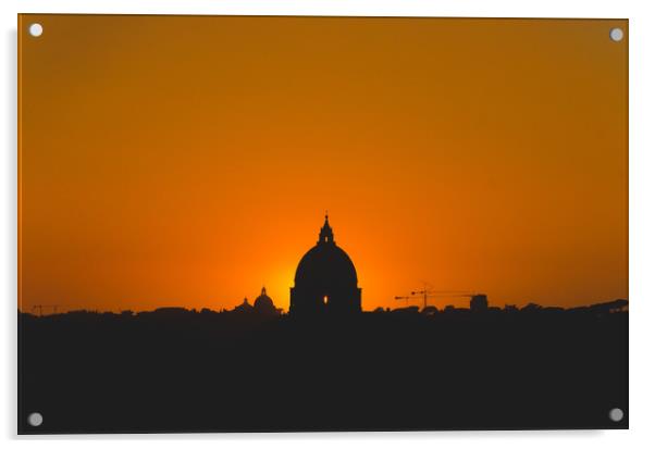 St Peters Basilica, Rome, Italy at Sunset.  Acrylic by Marcus Revill