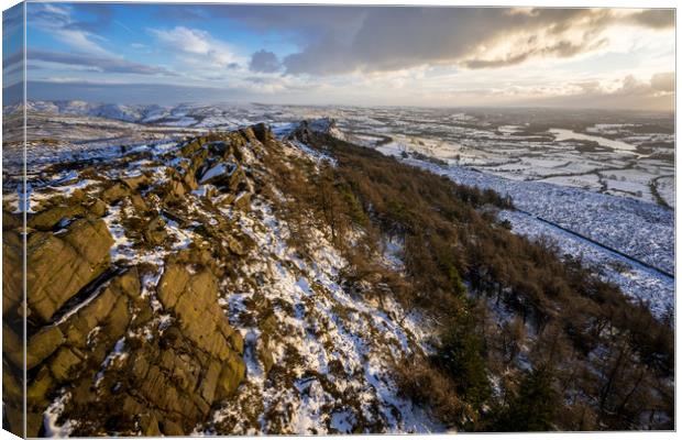 The Roaches Sunset in Winter  Canvas Print by James Grant