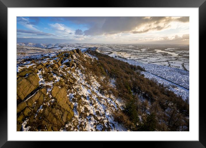 The Roaches Sunset in Winter  Framed Mounted Print by James Grant