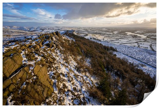 The Roaches Sunset in Winter  Print by James Grant