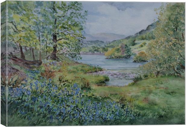 Rydal Water , painting Canvas Print by Linda Lyon